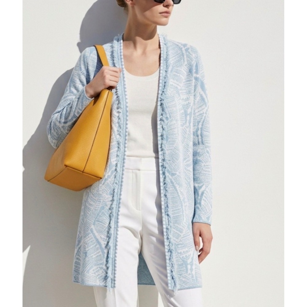 J.McLaughlin Marguerite Open Cardigan Fringe XS Cotton Modal